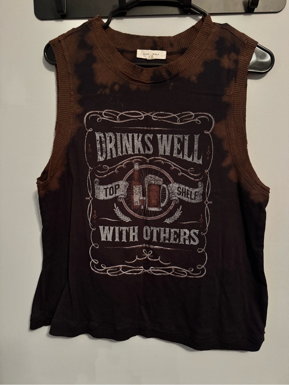 Tie-Dye Brown Graphic Tank Top - Drinks Well With Others